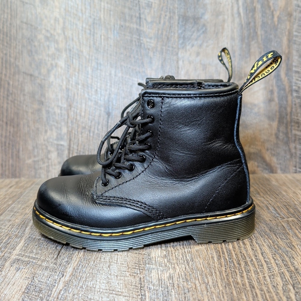 Dr. Martens Unisex Toddler Child Youth Boots Size 10 C Side Zip Black 8 Eyelets - Picture 6 of 13